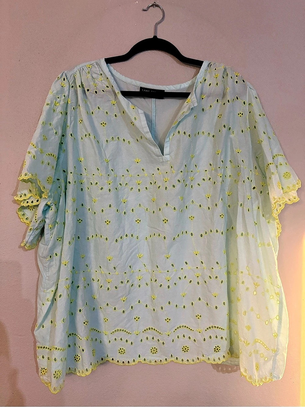 Lane Bryant Floral Blouse in Blue & Yellow Size 26 Like New